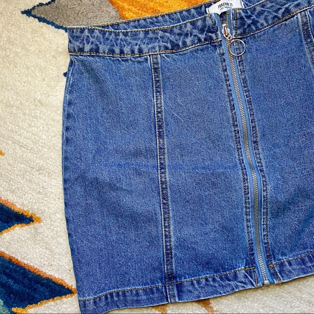 Y2K denim mini zip up skirt
